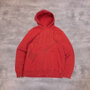 Vintage VTG Y2K 2000's 00's Nike Big Logo Baggy Oversize Red Hoodie